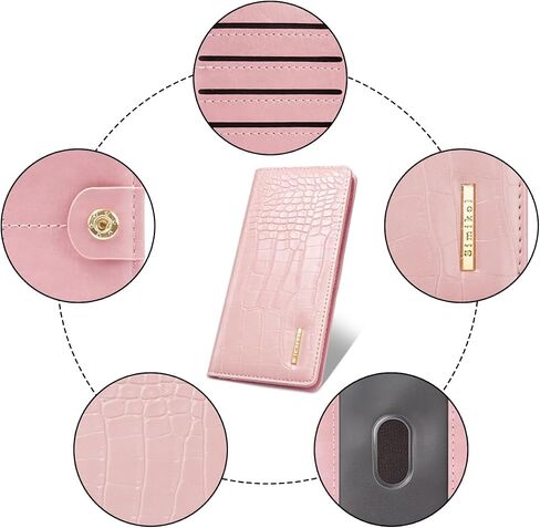 Wallet Women Bifold Faux Crocodile Leather Minimalist Slim Thin Long Wallets RFID Blocking Credit Cards Holder Purse with Back Zipper Coin Pocket for Women and Men,Pink in Kuwait