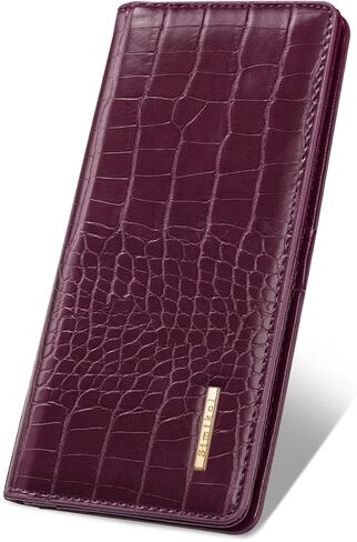 Wallet Women Bifold Faux Crocodile Leather Minimalist Slim Thin Long Wallets RFID Blocking Credit Cards Holder Purse with Back Zipper Coin Pocket for Women and Men,Pink in Kuwait