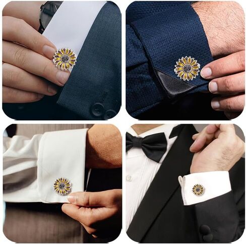 sunflower cufflinks french cuff links for Men Women daisy flower cufflinks tuxedo shirt studs for men Wedding Anniversary Business sunflower cuff links in Saudi Arabia
