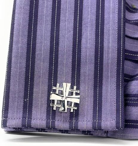 Silver Jerusalem Cross Cufflinks – Handmade Christian Cuff Links for Men, Religious Catholic Jewelry, Pastor Wedding Gift, Holy Land Symbol in Saudi Arabia