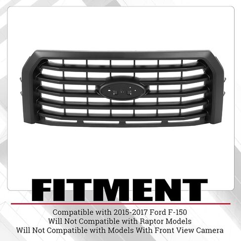 شبكة المصد الأمامي HECASA متوافقة مع شاحنة Ford F150 F-150 2015-2017 لاستبدال FL3Z8200VPTM FO1200581C غطاء محرك السيارة العلوي شواية ABS بلاستيك مطلي باللون الأسود in Saudi Arabia
