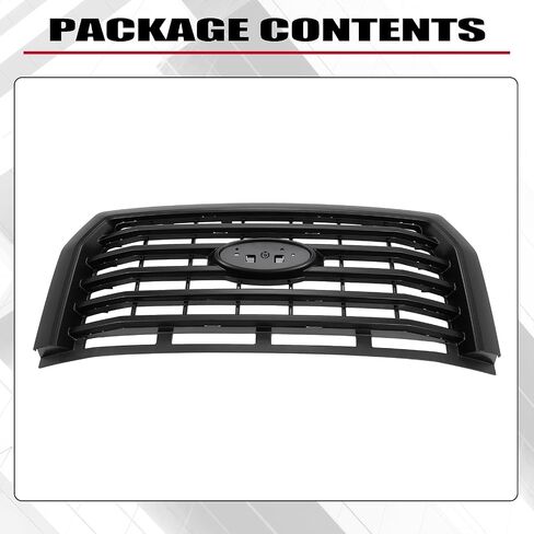 شبكة المصد الأمامي HECASA متوافقة مع شاحنة Ford F150 F-150 2015-2017 لاستبدال FL3Z8200VPTM FO1200581C غطاء محرك السيارة العلوي شواية ABS بلاستيك مطلي باللون الأسود in Saudi Arabia