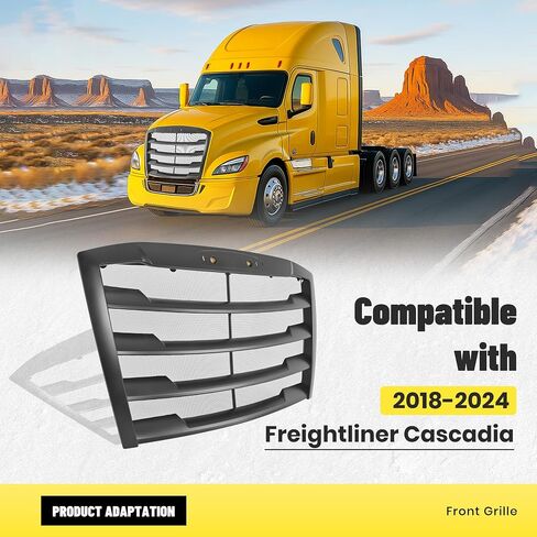 Front Grille Compatible with 2018-2024 Freightliner Cascadia Grill w/Bug Screen Matte Black in Saudi Arabia
