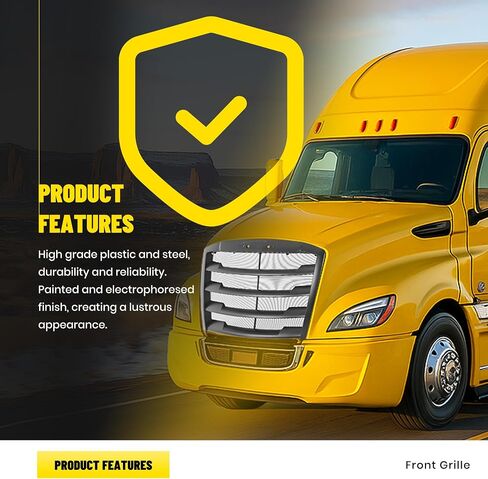 Front Grille Compatible with 2018-2024 Freightliner Cascadia Grill w/Bug Screen Matte Black in Saudi Arabia