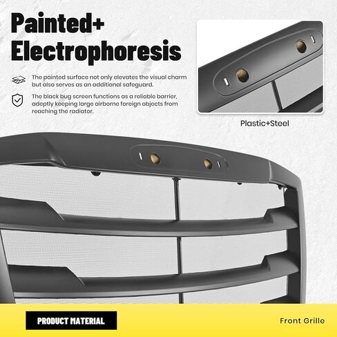 Front Grille Compatible with 2018-2024 Freightliner Cascadia Grill w/Bug Screen Matte Black in Saudi Arabia