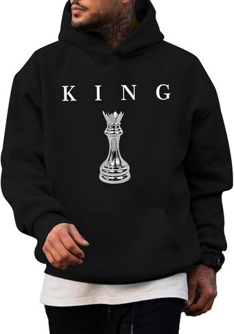King Graphic Hoodies For Men Oversized Designer Hoodie Cool Chess Sweatshirts Urban Streetwear Drop Shoulder Pullover in Kuwait