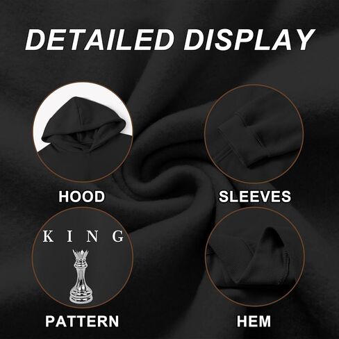 King Graphic Hoodies For Men Oversized Designer Hoodie Cool Chess Sweatshirts Urban Streetwear Drop Shoulder Pullover in Kuwait