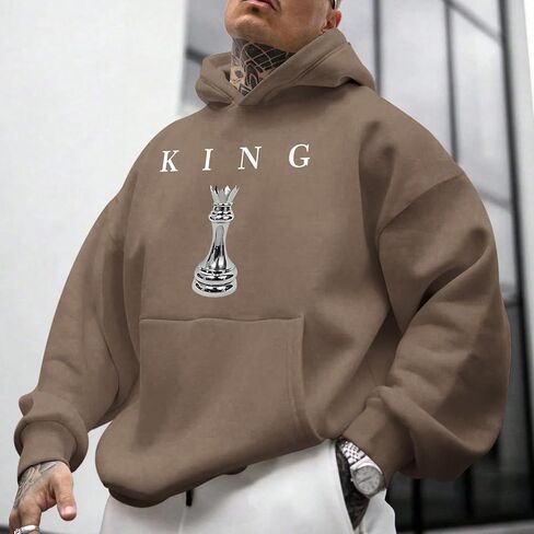 King Graphic Hoodies For Men Oversized Designer Hoodie Cool Chess Sweatshirts Urban Streetwear Drop Shoulder Pullover in Kuwait