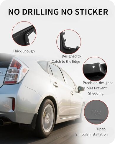 اللوحات الطينية لسيارة Toyota Prius 2010-2015، مجموعة مكونة من 4 قطع واقيات رذاذ بدون حفر، واقيات الطين شديدة التحمل مناسبة لجميع الأحوال الجوية (أمامي وخلفي) in Saudi Arabia
