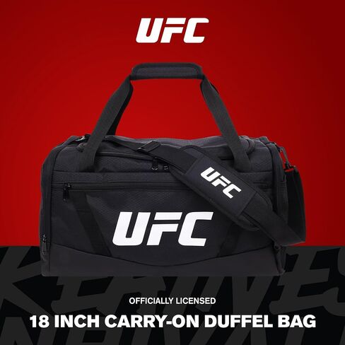 UFC Gym Bag, 18 Inch Carry On Medium Travel Duffel Bag for Men and Women, Shoe Compartment, MMA Workout Equipment and Sports Accessories, Black in Kuwait