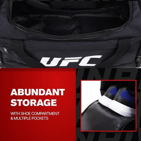 UFC Gym Bag, 18 Inch Carry On Medium Travel Duffel Bag for Men and Women, Shoe Compartment, MMA Workout Equipment and Sports Accessories, Black in Kuwait