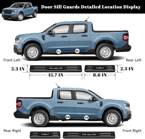 4 قطع واقي حافة باب السيارة واقي عتبة الباب لسيارة Ford 2022-2025 2026 Maverick Accessories مواد من الستانلس ستيل حماية عتبة باب السيارة (نسيج ألياف الكربون) in Kuwait