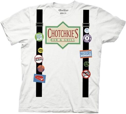 Office Space Chotchkie's Bar & Grill Suspenders Costume White Mens T-shirt in Saudi Arabia
