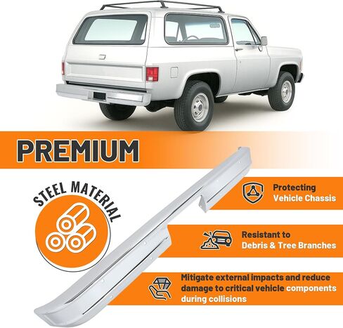 KUAFU Rear Bumper Face Bar Compatible with 1973-1980 Chevy Chevrolet GMC K5 K10 K20 C10 C20 C30 K15/K1500 K25/K2500 C25/C2500 C35/C3500 Suburban Pickup Jimmy Blazer Fleetside Steel Chrome Silvery in Saudi Arabia