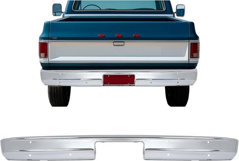 KUAFU Rear Bumper Face Bar Compatible with 1973-1980 Chevy Chevrolet GMC K5 K10 K20 C10 C20 C30 K15/K1500 K25/K2500 C25/C2500 C35/C3500 Suburban Pickup Jimmy Blazer Fleetside Steel Chrome Silvery in Saudi Arabia