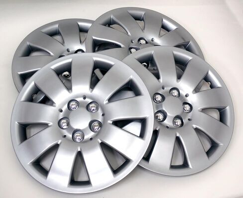 TuningPros WSC-721S15 - Pack of 4 Hubcaps - 15-Inches Style Snap-On (Pop-On) Type Metallic Silver Wheel Covers Hub-caps in Saudi Arabia