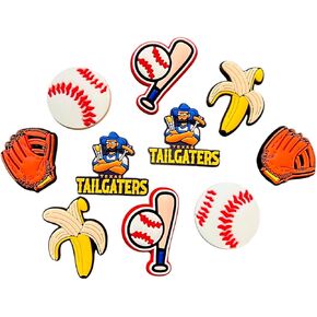 Texas Tailgaters Baseball Theme Shoe Charms Set, 9 Pieces with Glove, Ball, Bat and Banana Designs in Kuwait