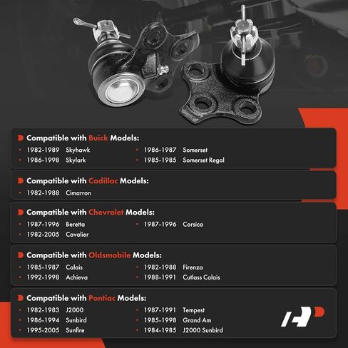 A-Premium 2 x Front Lower Ball Joint, Compatible with Buick Skyhawk, Skylark, Somerset, Somerset Regal & Cadillac Cimarron & Chevrolet Beretta, Cavalier, Corsica & Oldsmobile Achieva, Calais & Pontiac in Saudi Arabia