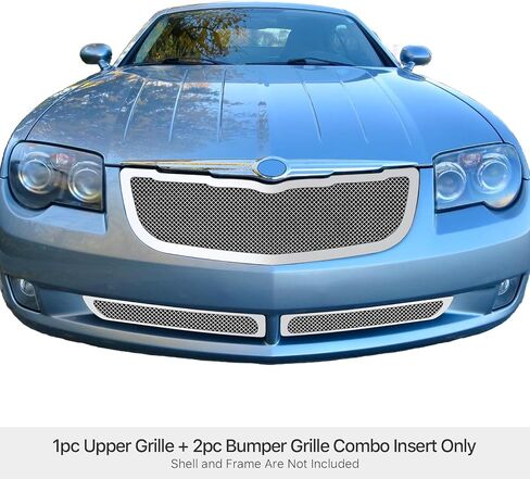APS Compatible with Chrysler Crossfire 2004-2008 Main Upper Lower Bumper Stainless Steel Chrome Mesh Front Grill Grille Insert Combo S18-T80877R in Saudi Arabia