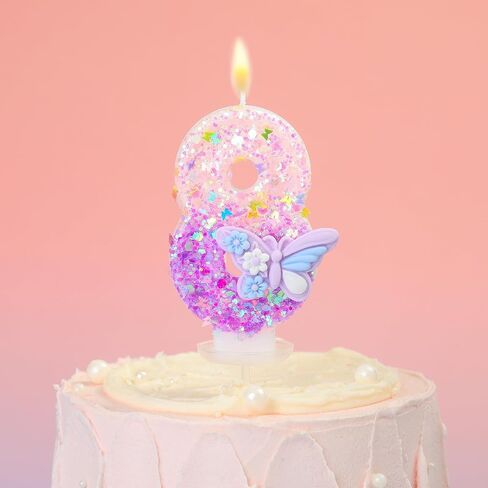 PHD CAKE Number 1 Purple Butterfly Birthday Candles, Butterfly Themed Number Candles, Cake Number Candles, Party Celebration in Saudi Arabia