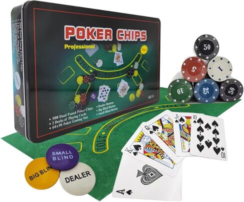 مجموعة شرائح البوكر LuiceABC 200 من أجل تكساس هولدم، مجموعة رقائق لعبة البوكر بلاك جاك مع مفرش طاولة لألعاب العائلة والأصدقاء وحفلات أعياد الميلاد in Kuwait