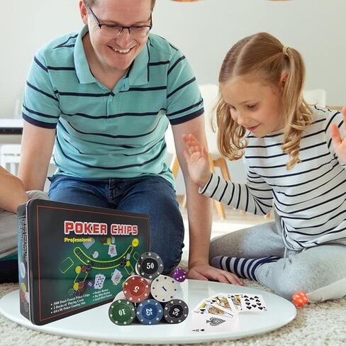 مجموعة شرائح البوكر LuiceABC 200 من أجل تكساس هولدم، مجموعة رقائق لعبة البوكر بلاك جاك مع مفرش طاولة لألعاب العائلة والأصدقاء وحفلات أعياد الميلاد in Kuwait