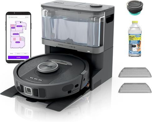 Shark Robot Vacuum & Mop Combo, PowerDetect NeverTouch Pro, Self-Emptying, Self-Refill with Self-Clean Pad Wash & Dry, 60-Day Debris Capacity, 30-Day Refill Tank, 5 PowerDetect Technologies, RV2820ZE in Saudi Arabia