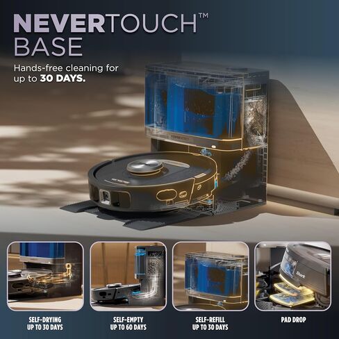 Shark Robot Vacuum & Mop Combo, PowerDetect NeverTouch Pro, Self-Emptying, Self-Refill with Self-Clean Pad Wash & Dry, 60-Day Debris Capacity, 30-Day Refill Tank, 5 PowerDetect Technologies, RV2820ZE in Saudi Arabia