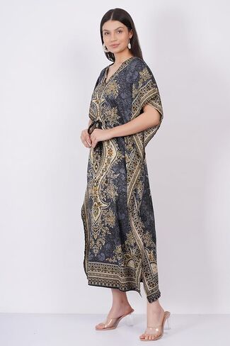 LAPSHA'S Women's Kaftan Dress Beach Cover Up Tribal Ethnic Print Plus Size Loose Kimono Maxi Dress in Kuwait