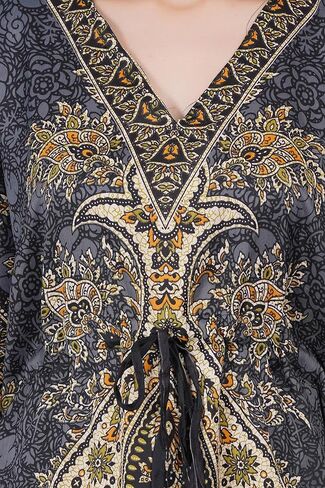 LAPSHA'S Women's Kaftan Dress Beach Cover Up Tribal Ethnic Print Plus Size Loose Kimono Maxi Dress in Kuwait