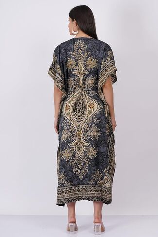 LAPSHA'S Women's Kaftan Dress Beach Cover Up Tribal Ethnic Print Plus Size Loose Kimono Maxi Dress in Kuwait