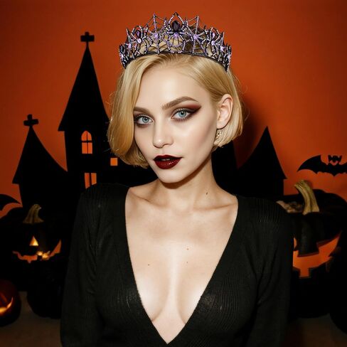 EVER FAITH Halloween Spider Web Tiara Crown للنساء، أرجواني حجر الراين القوطية الحيوان غطاء الرأس الملكة عقال إكسسوارات الشعر اللباس المجوهرات لحفلة موسيقية حفلة موسيقية تأثيري in Saudi Arabia