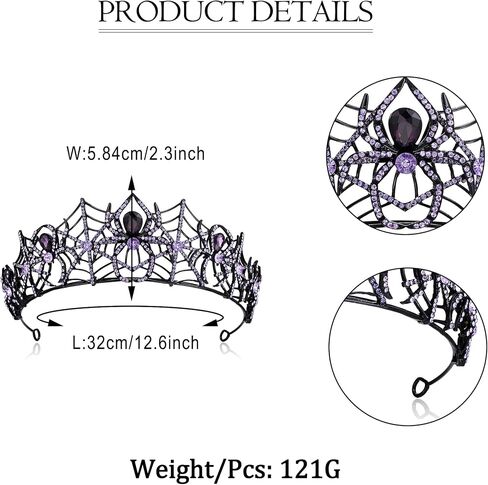 EVER FAITH Halloween Spider Web Tiara Crown للنساء، أرجواني حجر الراين القوطية الحيوان غطاء الرأس الملكة عقال إكسسوارات الشعر اللباس المجوهرات لحفلة موسيقية حفلة موسيقية تأثيري in Saudi Arabia
