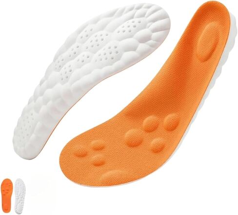 InsoleX، زوجان من نعال Footstr للأطفال الشباب، دعم القوس وامتصاص الصدمات، نعل إسفنجي ناعم مسامي 4D مرن للرجال والنساء (زوجان، برتقالي، 5Y-6Y) in Saudi Arabia