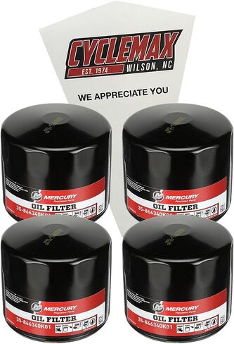 Four Pack Oil Filter compatible with Sterndrive and Inboard Engines 866340K01-4PACK Contains Four MerCruiser Oil Filter compatible with Sterndrive and Inboard Engines and a Funnel in Saudi Arabia
