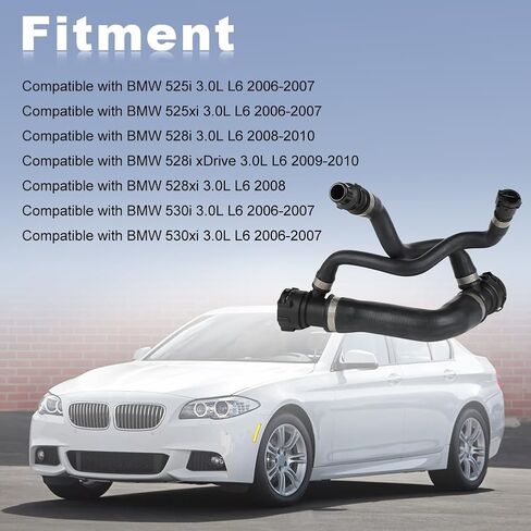 خرطوم تبريد علوي من JDMON متوافق مع 2006-2010 BMW 525i/ 525xi / 530i /530xi/ 528i/ 528i xDrive/ 528xi L6 3.0L استبدال # 17127546064 17-12-7-546-064 in Saudi Arabia