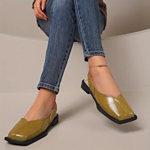 Women's Fashion Square Toe Pumps - Chunky Heel All-Season Comfort Shoes, Stylish Everyday Wear for Work & Social Events in Saudi Arabia
