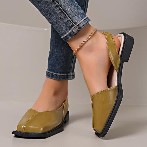 Women's Fashion Square Toe Pumps - Chunky Heel All-Season Comfort Shoes, Stylish Everyday Wear for Work & Social Events in Saudi Arabia