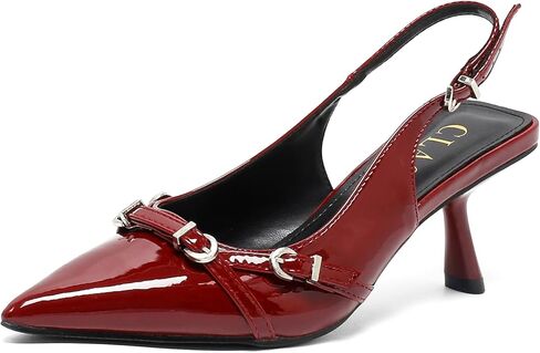 كعب هريرة للنساء حزام أشار تو مضخات Slingback الكعوب ماري جين فستان الزفاف أحذية الحفلات مضخات للعمل حفلة المواعدة in Kuwait
