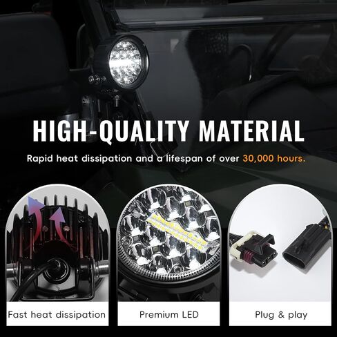مصابيح LED على شكل عمود لملحقات Honda Pioneer 700-2 700-4 2014-2025، مصابيح مساعدة أمامية مع دعامة تثبيت وأضواء قيادة LED بقعة ضوء عمل أكثر إشراقًا للتوصيل والتشغيل (قطعتان) in Kuwait
