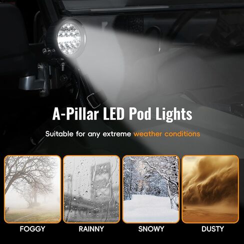 مصابيح LED على شكل عمود لملحقات Honda Pioneer 700-2 700-4 2014-2025، مصابيح مساعدة أمامية مع دعامة تثبيت وأضواء قيادة LED بقعة ضوء عمل أكثر إشراقًا للتوصيل والتشغيل (قطعتان) in Kuwait