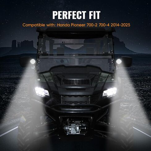 مصابيح LED على شكل عمود لملحقات Honda Pioneer 700-2 700-4 2014-2025، مصابيح مساعدة أمامية مع دعامة تثبيت وأضواء قيادة LED بقعة ضوء عمل أكثر إشراقًا للتوصيل والتشغيل (قطعتان) in Kuwait