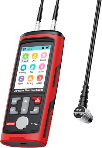 Wintact Digital Ultrasonic Thickness Gauge, UT Meter, Range 0.039 to 11.81 in with Probe for Measuring Metal and Nonmetal Materials, Steel, Silver, Plastic, Glass, PVC, Pipes in Saudi Arabia