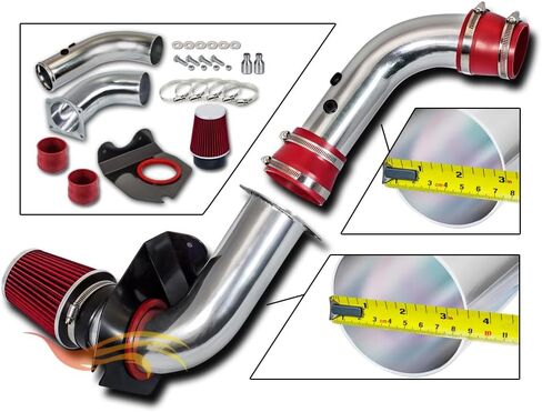 طقم مدخل هواء بارد Rtunes Racing + فلتر كومبو أحمر متوافق مع 94-98 فورد موستانج 3.8L V6 in Saudi Arabia