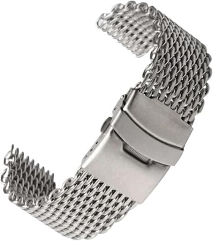 Stainless Steel Mesh Watch Band 18 20 22 24mm Unisex Shark Mesh Watch Band Replacement Strap For Traditional Or Smart Watch in Saudi Arabia