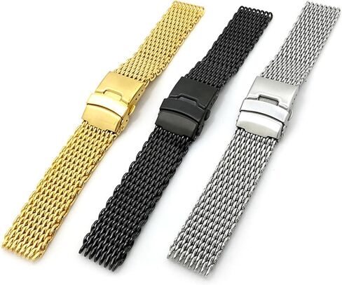 Stainless Steel Mesh Watch Band 18 20 22 24mm Unisex Shark Mesh Watch Band Replacement Strap For Traditional Or Smart Watch in Saudi Arabia