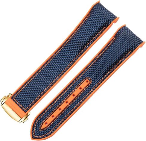 20mm 22mm Watch Bracelet For Omega 300 SEAMASTER 600 PLANET OCEAN Folding Buckle Silicone Nylon Strap Watch Accessories Watch Band (Black Red rosegold,20mm) in Saudi Arabia