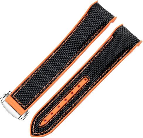 20mm 22mm Watch Bracelet For Omega 300 SEAMASTER 600 PLANET OCEAN Folding Buckle Silicone Nylon Strap Watch Accessories Watch Band (Black Red rosegold,20mm) in Saudi Arabia