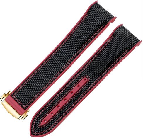 20mm 22mm Watch Bracelet For Omega 300 SEAMASTER 600 PLANET OCEAN Folding Buckle Silicone Nylon Strap Watch Accessories Watch Band (Black Red rosegold,20mm) in Saudi Arabia