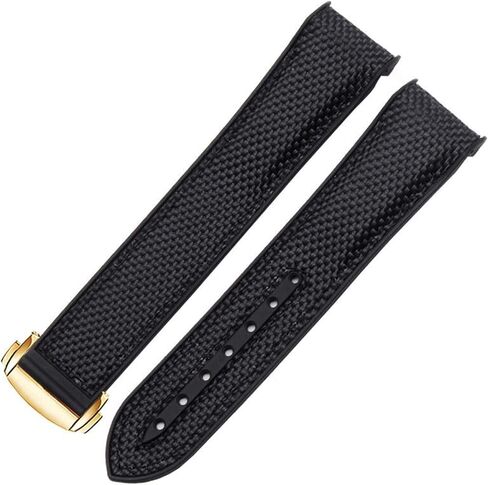 20mm 22mm Watch Bracelet For Omega 300 SEAMASTER 600 PLANET OCEAN Folding Buckle Silicone Nylon Strap Watch Accessories Watch Band (Black Red rosegold,20mm) in Saudi Arabia